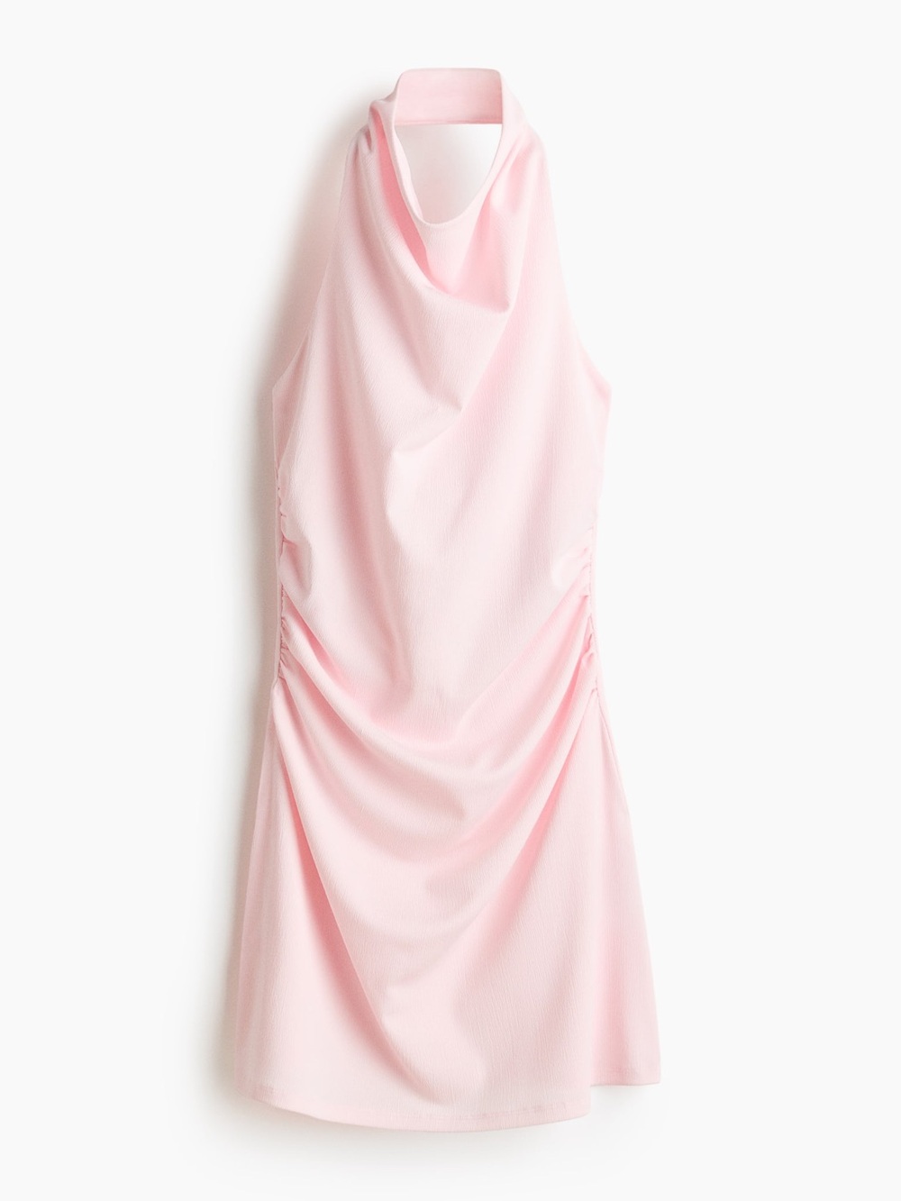 NWT H&M Pale Pink Draped Halterneck Mini Dress - Size L